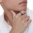 Anel de dedo girador de corrente de aço inoxidável de titânio anel de dedo para homens ouro preto punk rock presente