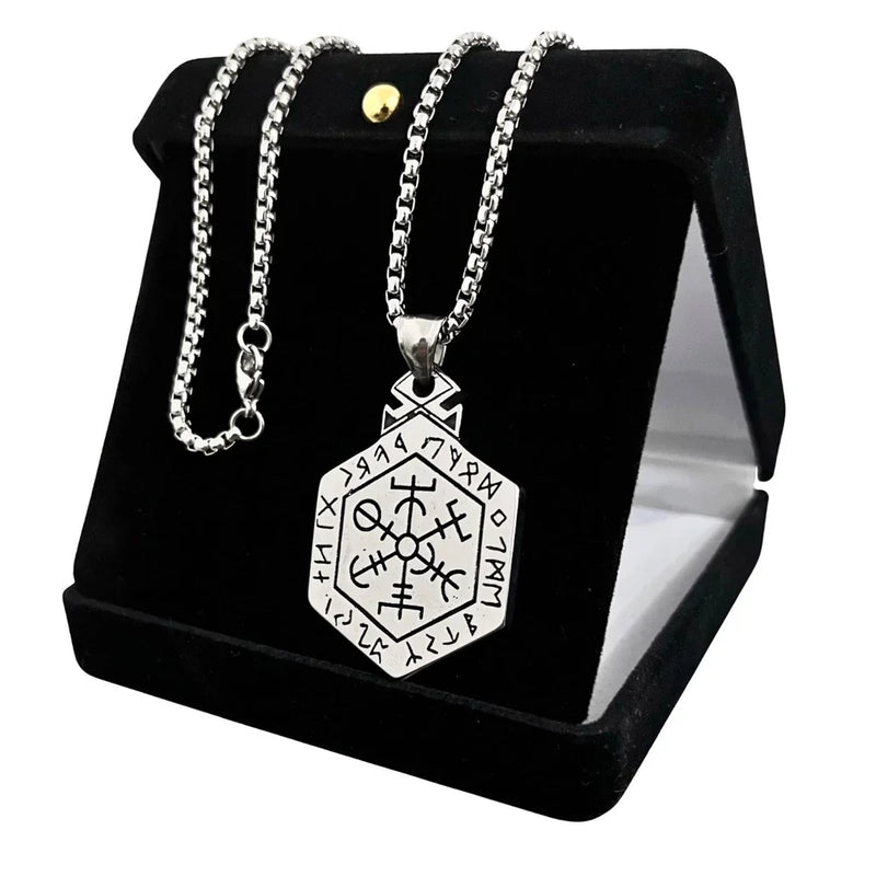 Colar Masculino 60cm + Pingente Bússola Viking  Aço Inox Top
