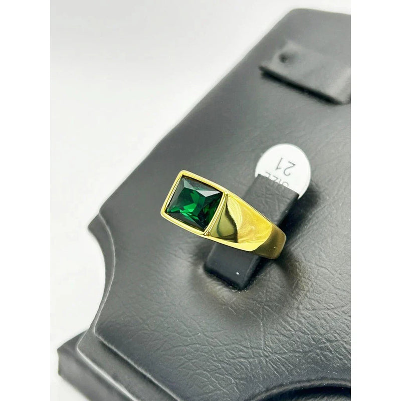 Anel Masculino com Pedra Verde