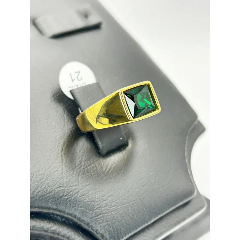 Anel Masculino com Pedra Verde