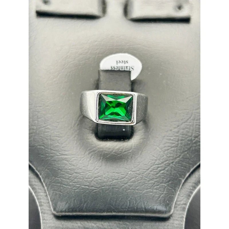 Anel Masculino com Pedra Verde