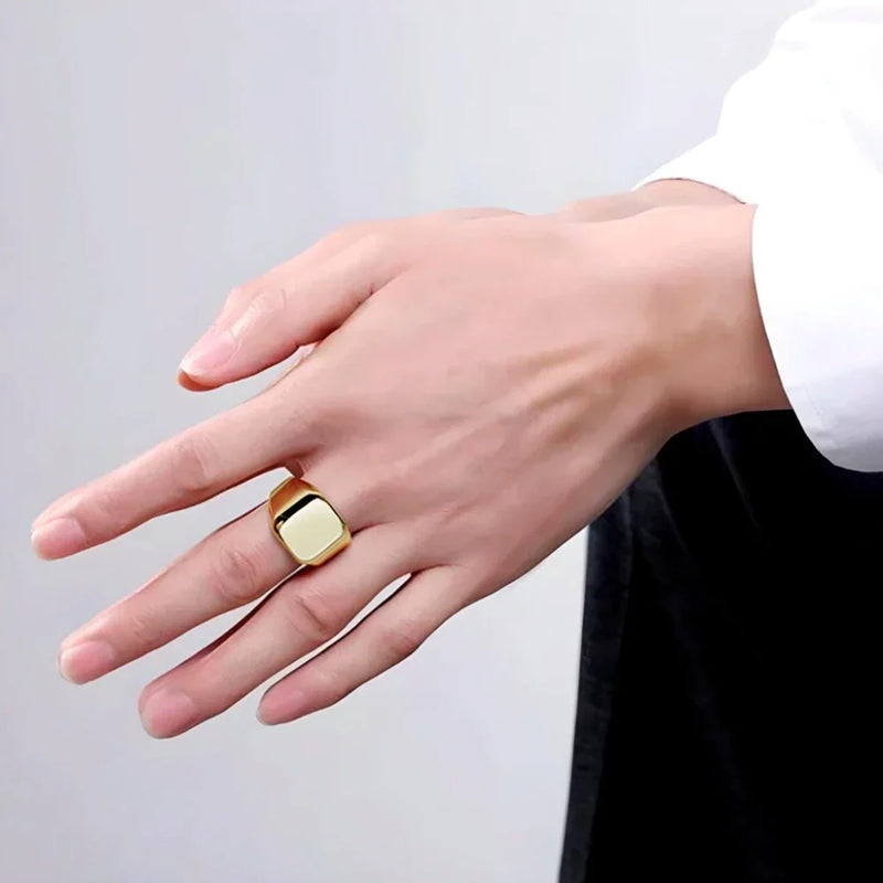 Anel Tungstênio Masculino Dedeira Ouro Formatura Presente Ouro 18K Luxo Elegante