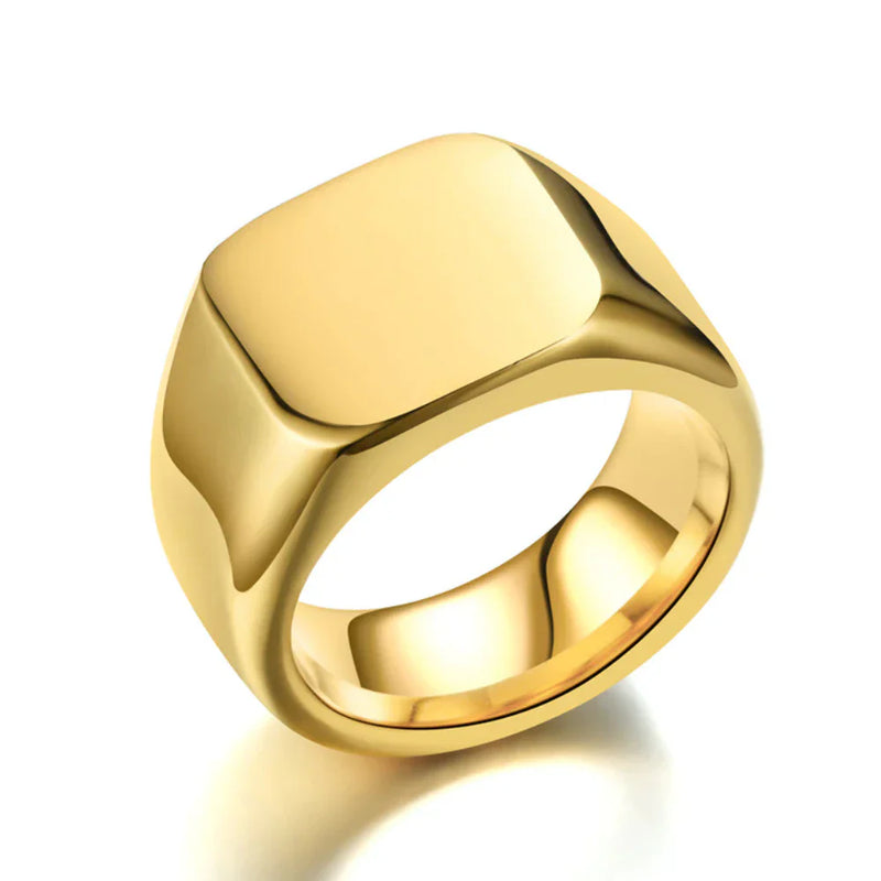 Anel Tungstênio Masculino Dedeira Ouro Formatura Presente Ouro 18K Luxo Elegante