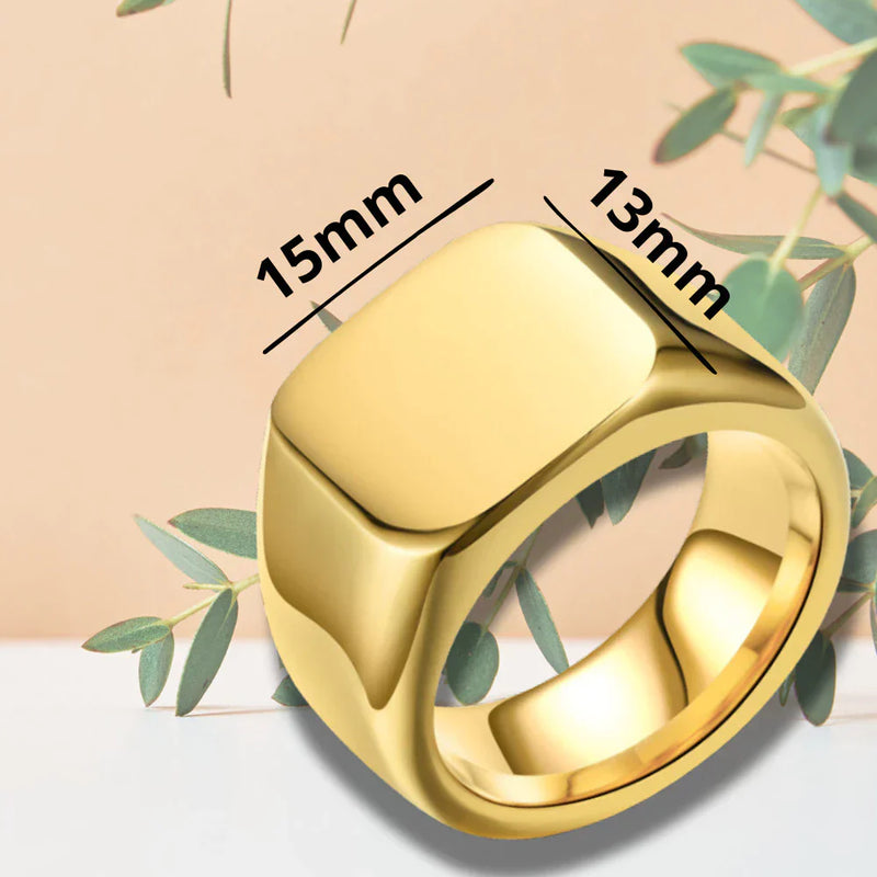 Anel Tungstênio Masculino Dedeira Ouro Formatura Presente Ouro 18K Luxo Elegante